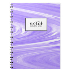 Caderno Espiral Lavanda Padrão de Mármaco de Swirl da Watercolor P