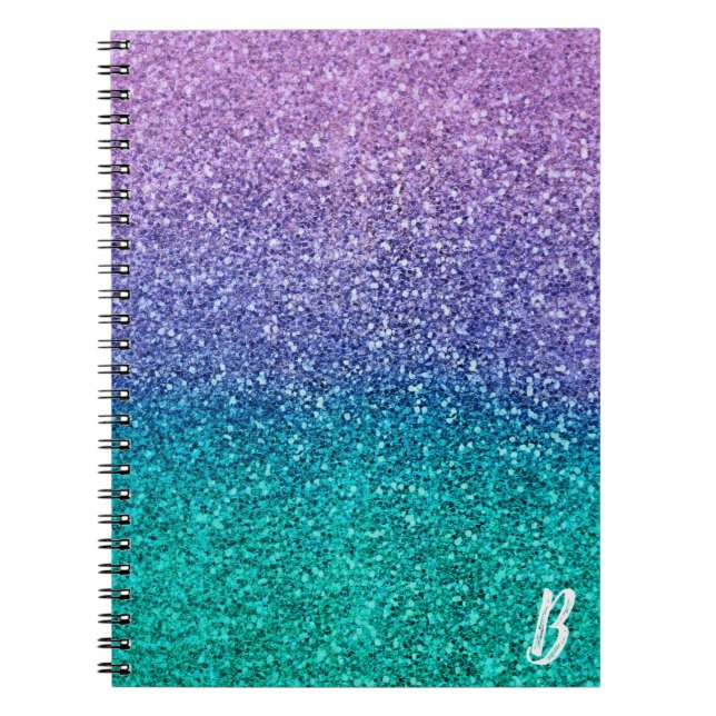 Caderno Espiral Lavanda Purple & Teal Aqua Verde Brilhante (Frente)