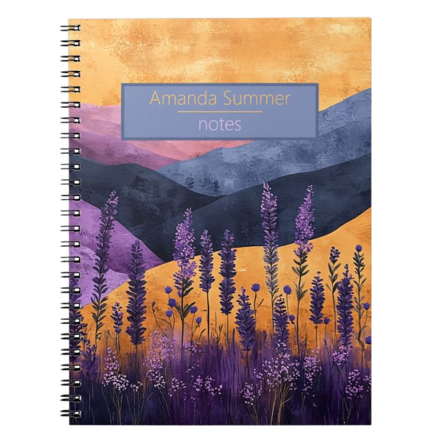 Caderno Espiral Lavendel vor Berglandschaft- personalisierbares (Frente)