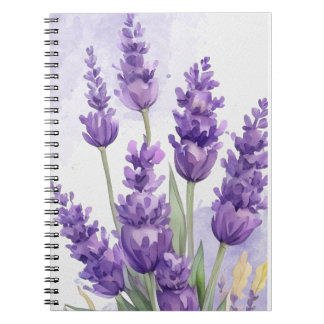 Caderno Espiral Lavender Flower Notebook | Soft Purple Floral Jour