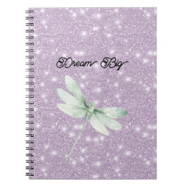 Caderno Espiral Lavender Glitter Pistachio Mint Dragonfly Dream