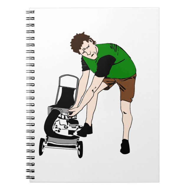 Caderno Espiral Lawn Mower Cartoon Engraçado (Frente)