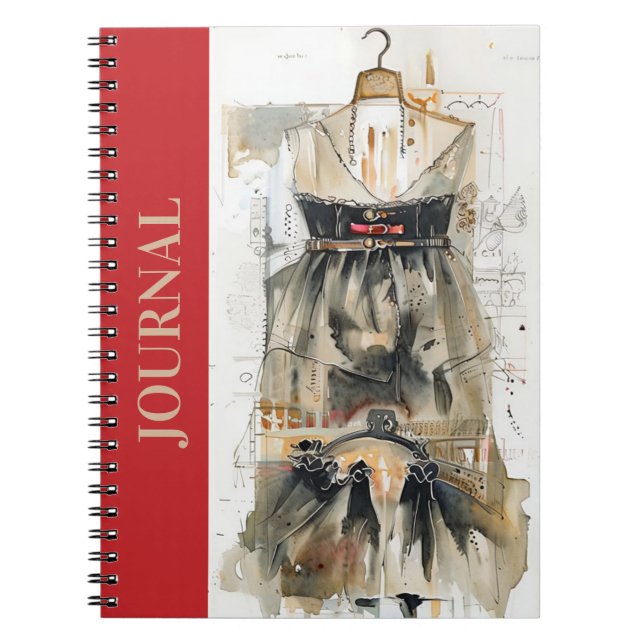 Caderno Espiral LBD Clássico Diário de Esquema de Vestido Preto (Frente)