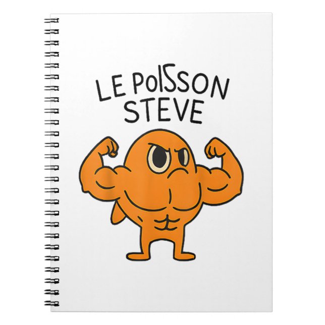 Caderno Espiral Le Poisson Steve Funny Muscular Fish Cartoon (Frente)