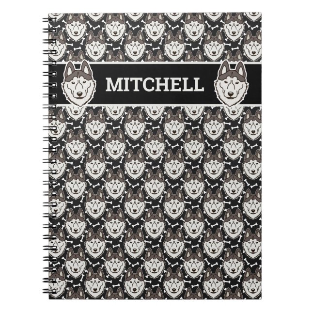 Caderno Espiral Leal Siberian Husky Arctico Sled Pet Puppy (Frente)