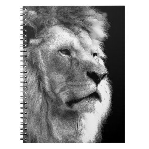 Caderno Espiral Leão branco preto