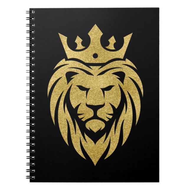 Caderno Espiral Leão com Coroa - Estilo Dourado 3 (Frente)
