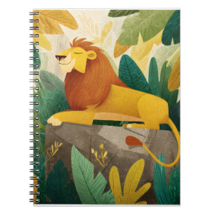 Caderno Espiral Leão Confiante na Ilustração da Selva