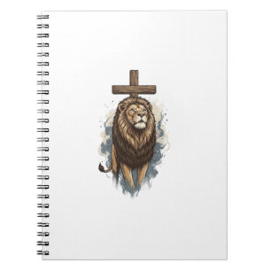 Caderno Espiral Leão Cristão e Cruz Vintage