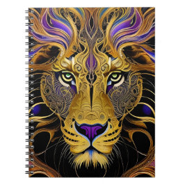 Caderno Espiral Leão de Filigrana Dourada