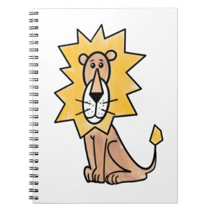 Caderno Espiral leão fofo desenho infantil retrô safári selva anim