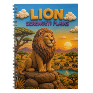 Caderno Espiral Leão Planícies do Serengeti Moderno KlayKoo