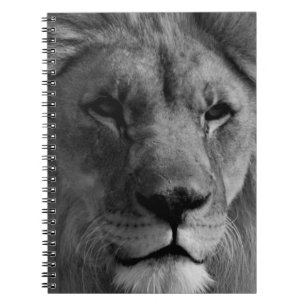 Caderno Espiral Leão preto e branco