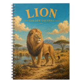 Caderno Espiral Leão Savana Dourada Aquarela GeoSaga