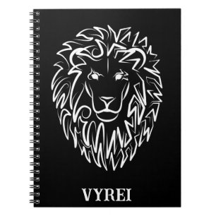Caderno Espiral Leão Tribal Negro e Branco