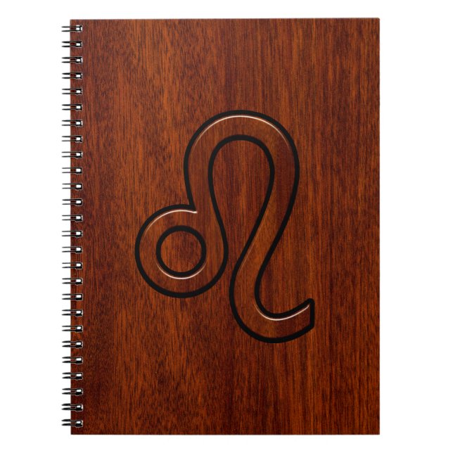 Caderno Espiral Leão Zodiac - Sinal no estilo Brown Mahogany (Frente)