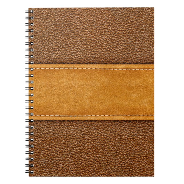 Caderno Espiral Leather Luxe: Elegância Marrom Assustada (Frente)