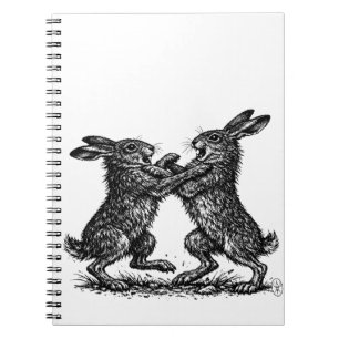Caderno Espiral Lebres Boxeando – Duelo Assombrado na Floresta de