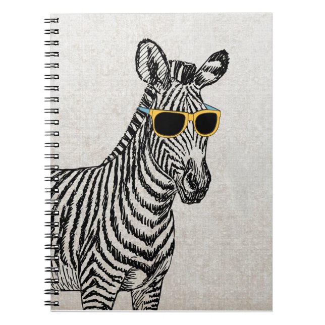 Caderno Espiral Legal desenho de zebra engraçada e engraçada com ó (Frente)