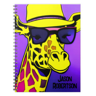 Caderno Espiral Legal Dude Girafa em óculos de sol. Editável