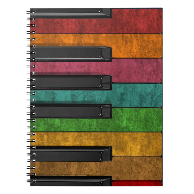 Caderno Espiral Legal efeito colorido do grunge, piano (Frente)