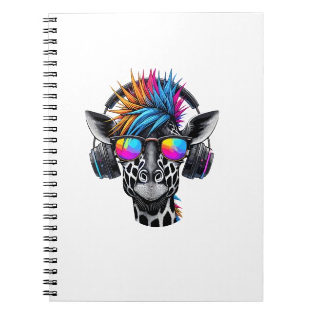 Caderno Espiral Legal Girafa Óculos de sol Fones de ouvido Girafas (Frente)