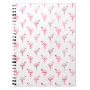 Caderno Espiral Legal Pink Tropical Flamingo Patterno em Branco