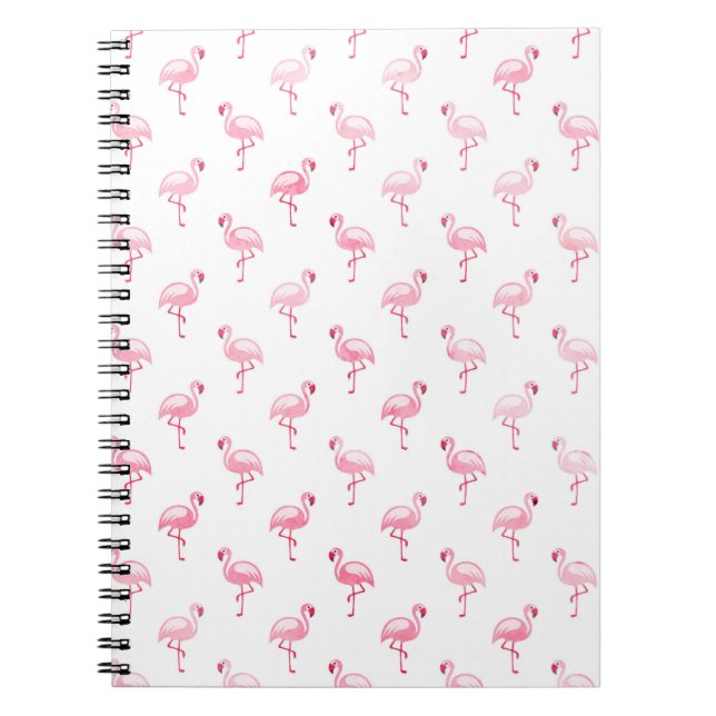 Caderno Espiral Legal Pink Tropical Flamingo Patterno em Branco (Frente)