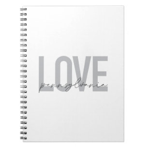 Caderno Espiral Legal, simples, moderno design Love Pennsylvania