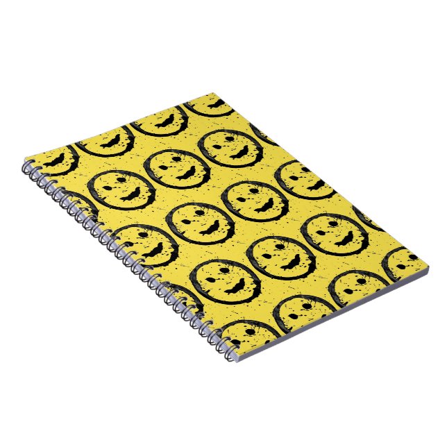Caderno Espiral Legal Sleep Happy Smiling padrão facial amarelo (Lado Direito)