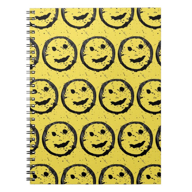 Caderno Espiral Legal Sleep Happy Smiling padrão facial amarelo (Frente)