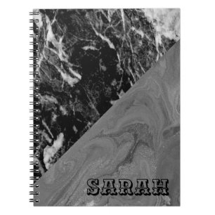 Caderno Espiral Legal Trendy Black Marble