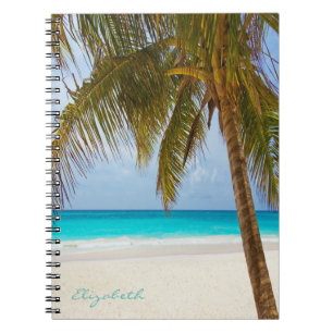 Caderno Espiral Legal Trendy Tropical Beach, Palm-Personalizada