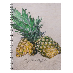 Caderno Espiral Legal Trendy Tropical Beach, Pineapple Personaliza