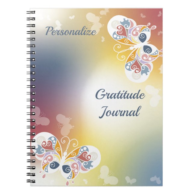 Caderno Espiral Legenda Personalizada das Borboletas Pastel (Frente)