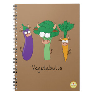 Caderno Espiral Legumes Engraçados Desenho Animado Fofo Crianças