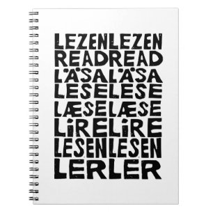 Caderno Espiral Leia 8 idiomas Lino Impressão Foto espiral