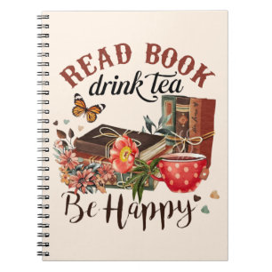 Caderno Espiral Leia Livros, Beba Chá E Seja Feliz