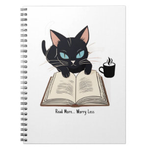 Caderno Espiral Leia Mais Preocupada Menos, Pet De Gato Bonito Mãe