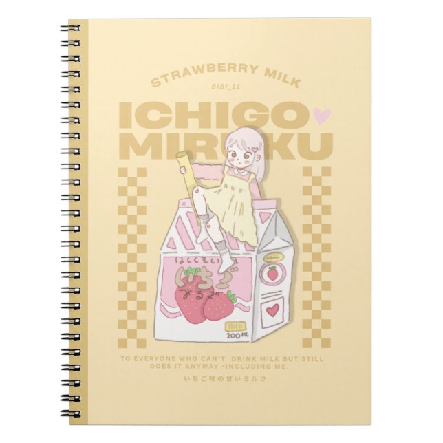 Caderno Espiral 🍓✨Leite de Ichigo ✨🍓 (Frente)