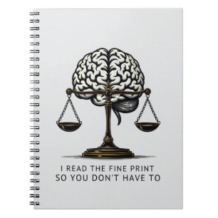 Caderno Espiral Leitor de Impressão fino - Edição de cérebro e jus