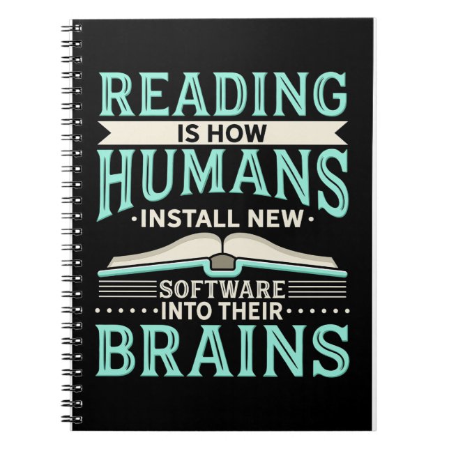 Caderno Espiral Leitor de presentes lendo novo cérebro (Frente)