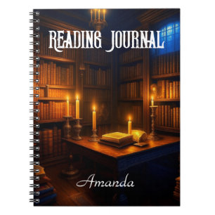 Caderno Espiral Leitura de humor negro da Biblioteca Antiga