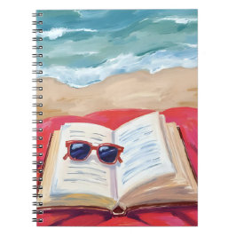 Caderno Espiral Leitura de Praia | Pintura Aquarela de Ondas do Oc