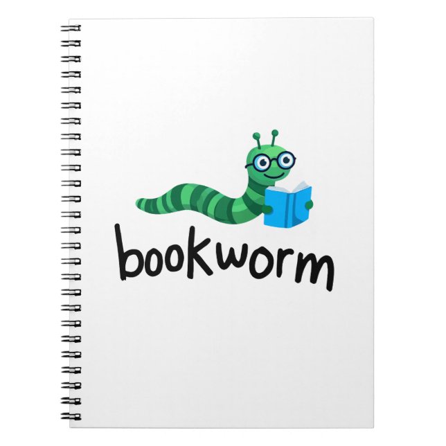 Caderno Espiral Leitura do Bookworm Bonito Amigo com Livro (Frente)