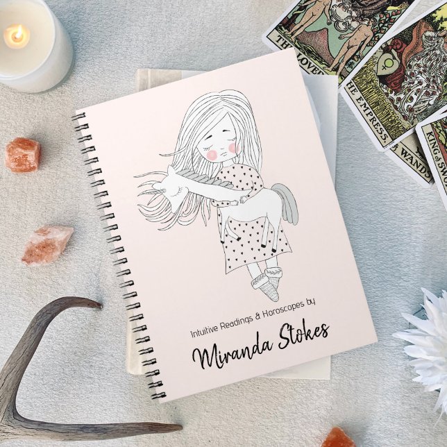 Caderno Espiral Leituras Intuitivas Magia Unicórnio Querido Rosa (Sweetheart Unicorn Magick Intuitive Readings Pink Notebook)