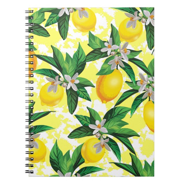 Caderno Espiral Lemon Fantasy: Padrão Floral Criativo (Frente)