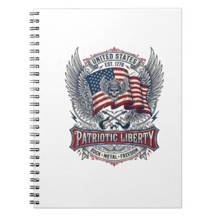 Caderno Espiral Lenço Patriótico Rocker Old Glory Música Rock Meta