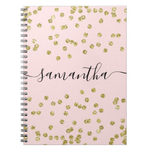 Caderno Espiral Lente rosa e Dourada