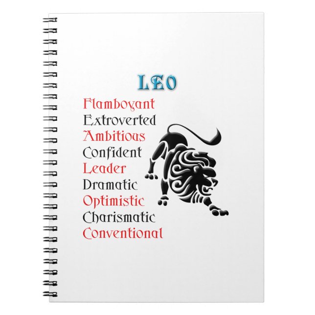 Caderno Espiral Leo Horoscope Sinal Zodiac (Frente)